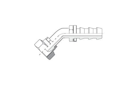Milano | TGE....X45X....-Curvo 90° Boleado Métrico DIN 8434-1(Porca Giratória Métrica - Boleada)(Female Swivel 45° Elbow)